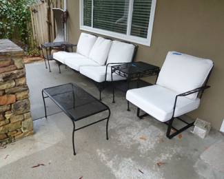 outdoor sofa, chair, tables