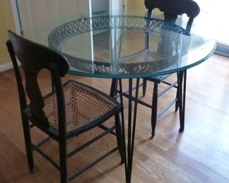 glass top table and chairs