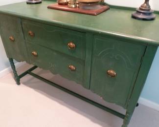 green vintage sideboard