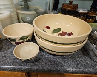 Vintage Watt Starflower pottery, $12 ea large bowl, $8 apple bowl, $4 sm bowl