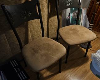 $ 15 ea (2) Brown metal & cloth "Coffee" Chairs
