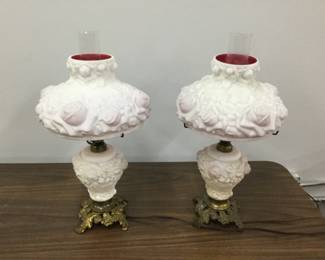 Fenton Gone With the Wind Puffy Rose lamps
