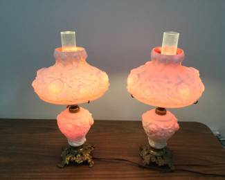 Fenton Gone With the Wind Puffy Rose lamps