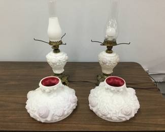 Fenton Gone With the Wind Puffy Rose lamps