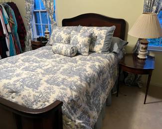 Toile bedding and drapes sold but antique bed and mattresses still available. 