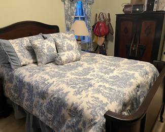 Toile drapes and comforter set sold; antique bed and mattresses still available 