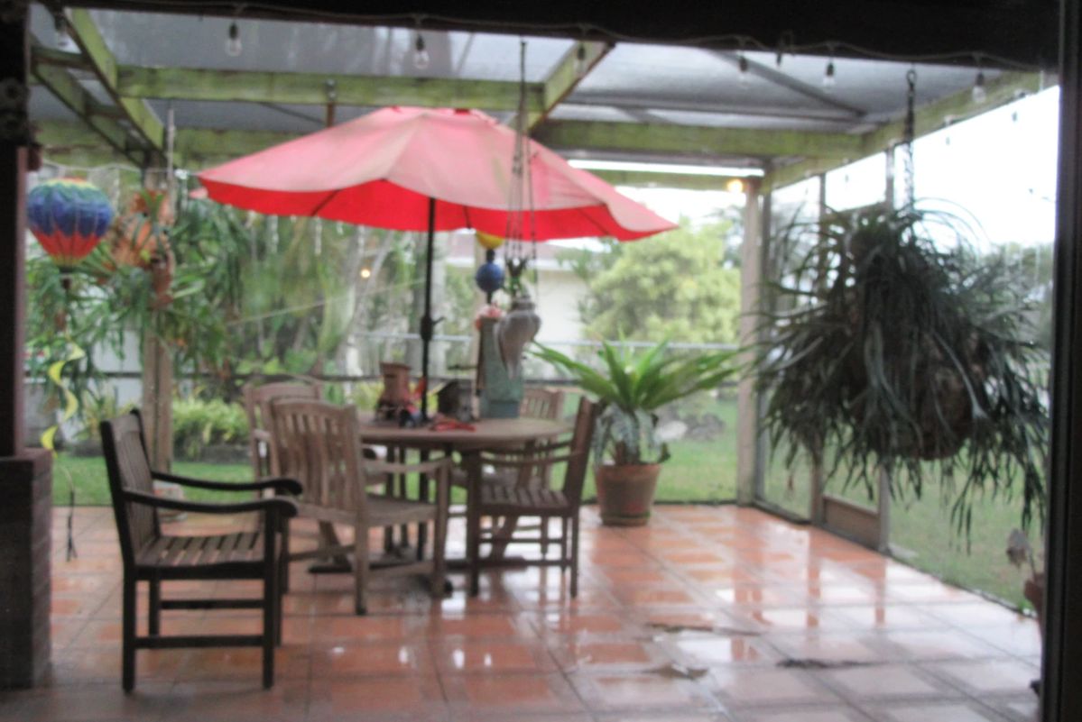 FOS view of patio fur niture and plants