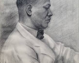 Portrait of Martin Luther King. Charcoal drawing.