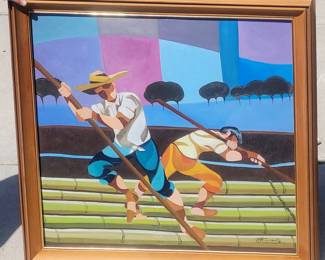 Large Phillipino oil on canvas.