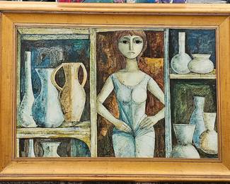 24" x 36" oil on canvas signed "Rossini".