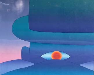 Large hand signed Folon "Blue Shadow" poster.