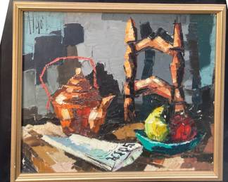 Aldo Luongo modernist oil on canvas.