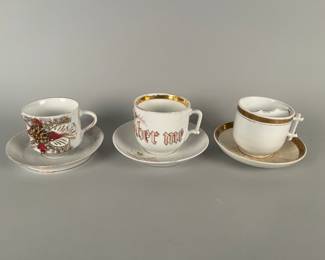 Two Victorian Collectable Cups And Saucers With One Victorian Mustache Cup