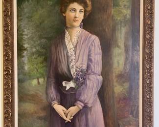 Unknown Artist, Portrait of a young Maiden in Purple Dress with Flowers