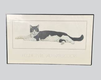 Poster Of Jacquie Marie Vaux's Watercolor, "Lounging Black And White Cat"