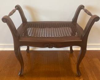 French Provincial Style Bench With Cane Seat