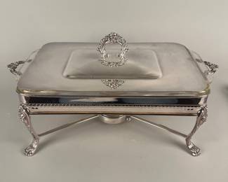 Silver Plate Chafer With Lid And Fire King Dishe, 2 Qt