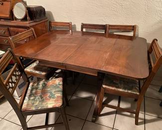 nice 6 piece solid wood dining table with chairs