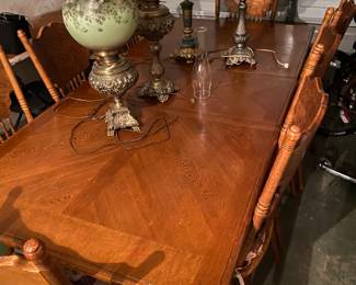 8 place setting dining table and chairs, solid wood. beauty. bring help to load