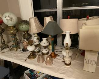 Large variety of antique and some nice modern lamps