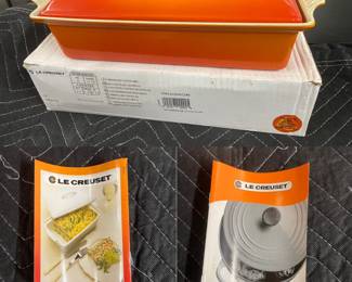Several Le Creuset Orange Enameled Iron Terrines-New in Boxes