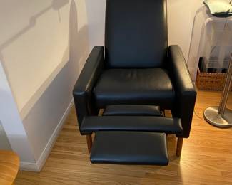 Design Within Reach Black Leather Flight Recliner