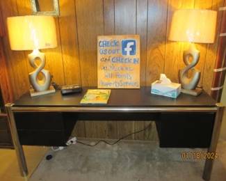 Side table/desk.  Lamps