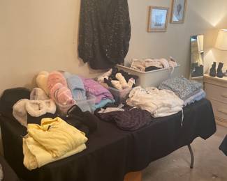 Miscellaneous house shoes, pajamas, blouses