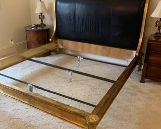 King Gilt Gold / Leather Bed