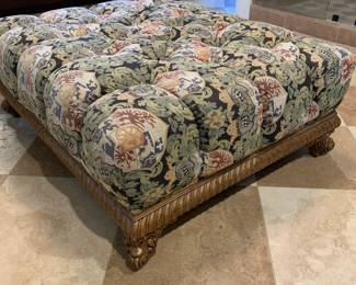 Large tufted fabric ottoman