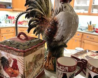Canister and 2 big roosters
