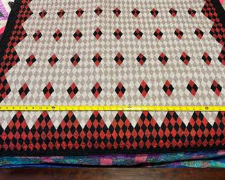 CUSTOM MACHINE AND HAND STITCHED DIAMOND PATTERN ONE OF A KIND QUILT