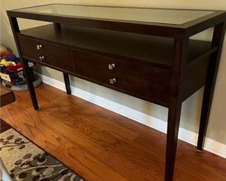 $225 - OBO- Two drawer glass top sofa  table 