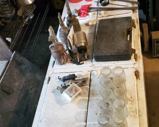 7' tall wood cabinet w/ shelf in each of 3 sections