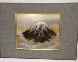 JAPANESE RELIEF FRAMED COPPER IMAGE OF MT. FUJI