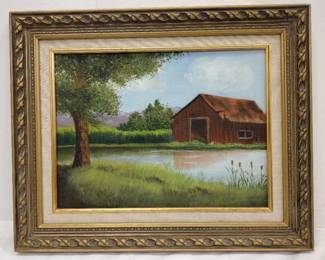  PAINTING OF A BARN ON 12 X 16" CANVAS BOARD