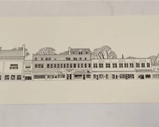 HARRY DEVLIN PENCIL SIGNED 126/300 ETCHING OF WESTFIELD STORE FRONTS