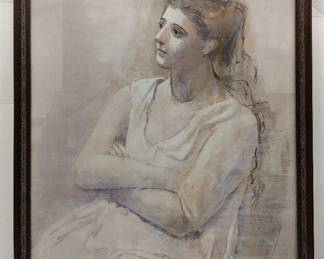 PICASSO THE WOMAN IN WHITE PHOTO LITHO PRINT