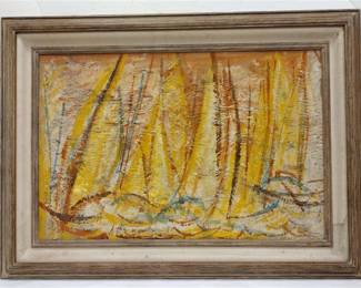 MULTIMEDIA ABSTRACT EXPRESSIONISM ON PANEL OF SAILBOATS
