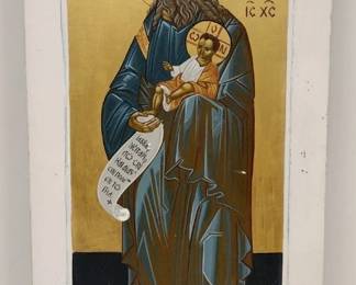 CONTEMPORARY ICON PAINTING O ST. JOSEPH AND BABY JESUS