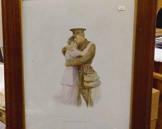  RAPHAEL TUCK AND SONS LTD., PRINT OF AN EMBRACING 1914 COUPLE AFTER HAL LUDLOW