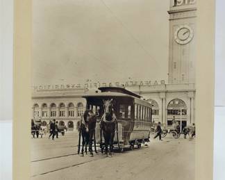 ANTIQUE PHOTOGRAPH OF A HORSE DRAWN TROLLEY BEFORE THE 1915 PANAMA-PACIFIC EXPOSITION