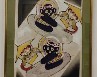 BARRON MOODY 1970 PAINTING OF GOLLIWOG TYPE FIGURES