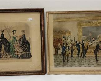 TWO FRAMED COLORED PRINTS, AS IS