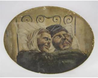 ANTIQUE EUROPEAN CONCAVE PORTRAIT PAINTING