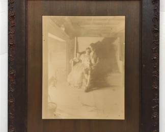 1900s oak frame with interior scene print