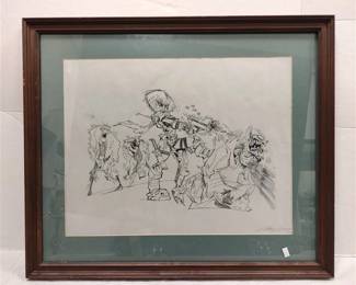 SIGNED DRAWING OF AN ANIME SUPER HERO KILLING ZOMBIES