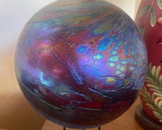 Blown Glass Purple/Multicolor Iridescent Float
