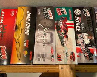 NHRA John Force Castrol GTX / 11X Champion Die Cast Car, Box Cars John Force Castrol GTX/ 2003 Mustang Die Cast Car, John Force Castrol "Elvis" Die Cast Car