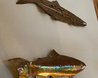 Copper Salmon Wall Decor, Brass Salmon Wall Decor